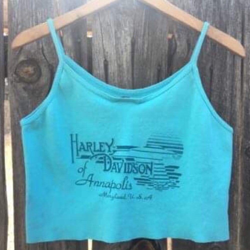 90s Vtg Harley Davidson Flowers Maryland Crop Top - Picture 4 of 4